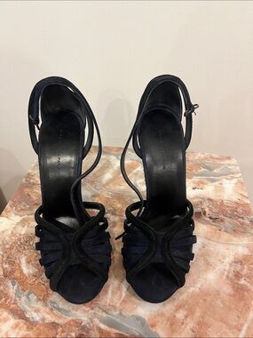 Balenciaga Black and Navy Strappy Women's High Heel Sandals